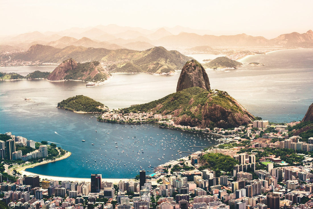 Aerial view of Rio de Janeiro with Sugarloaf Mountain and the bay